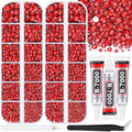 12000Pcs Resin Rhinestones for Bedazzling with 3Pcs B7000 Jewelry Glue, 2 Boxes Red Flatback Rhinestones for Crafting Crafts DIY, Crystals Gems for Clothing Shoes Tumblers Nail Art Makeup