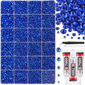 30000Pcs Resin Royal Blue Rhinestones for Bedazzling Crafting with b7000 Jewelry Glue, Bulk Flatback Gems Bedazzler Kit for Crafts Clothes Shoes Fabric Nail Diamond Art, Assorted Size 2/3/4/5/6mm