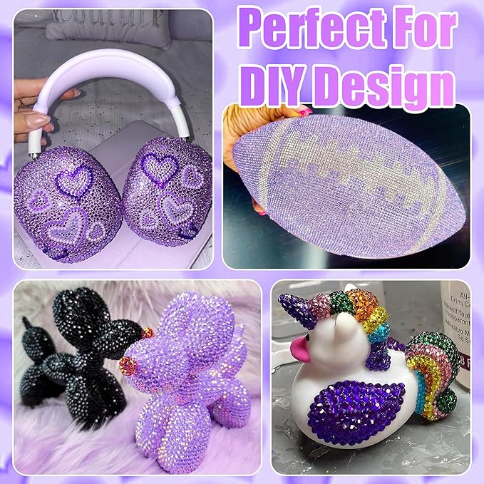RODAKY 30000PCS Purple Resin Rhinestone Mixed Size AB Rhinestones Bedazzling Kit with 2PCS 10ml B7000 Jewelry Glue Tweezers Pen Making Kit for DIY Craft Clothing Shoes Nail Decor