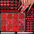 BELICEY Valentines Red Heart Nail Charms Cute Resin Bows Flowers Star Nail Art Charms Flatback Nails Rhinestone and Gem Nail Pearls for DIY Manicure Jewelry for Women Accessories Supplies