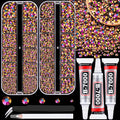 Resin Jelly Rhinestones for Crafting with B7000 Jewelry Glue, 2 Boxes Gold Rose AB Flatback Crystals with 3Pcs 10ml Glue, Bedazzling Non Hotfix Gems for DIY Tumblers Clothing Shoes Manicure