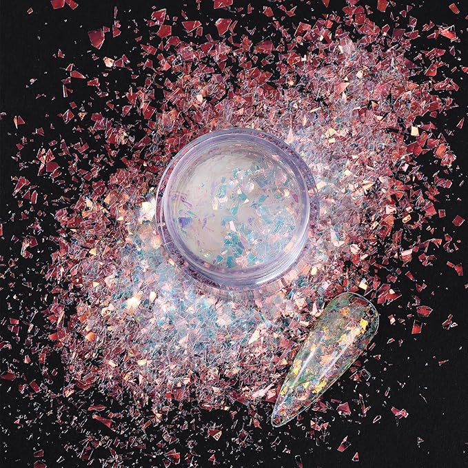 6 Boxes Irregular Chameleon Flakes Nail Glitter Chunky Glitter Aurora Opal Holographic Nail Sequins Mermaid Confetti Color Nail Foil Flakes Manicure Decoration Manicure DIY Designs for Nails Art