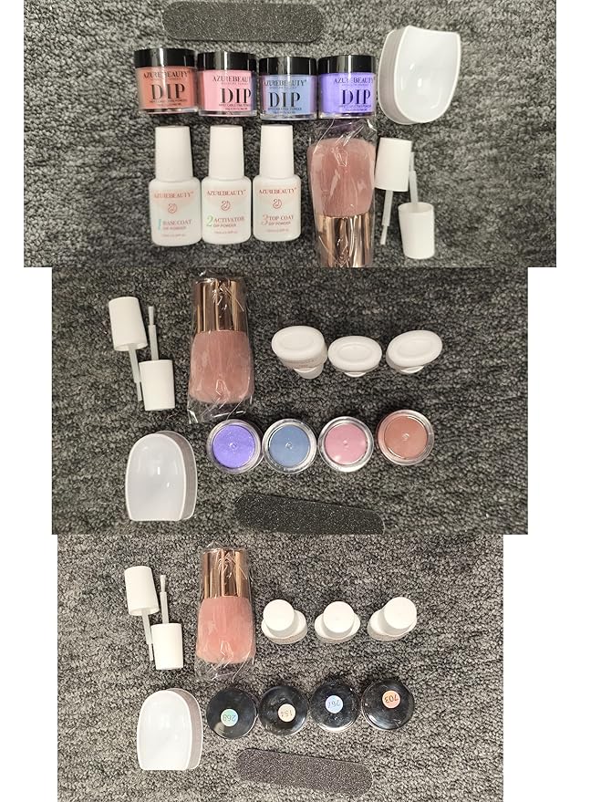 AZUREBEAUTY Dip Powder Nail Kit, Color Changing Glitter Pink Blue Purple Orange Mood Temperature Dipping Powder Liquid Set with Base Top Coat Activator for Home Manicure Gift