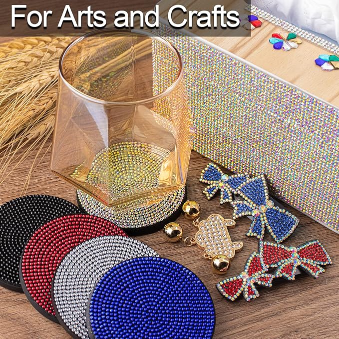 18 Styles Multi-Shaped Glass Gemstones for Nails and 6 Sizes Round Crystal Rhinestones Kit #4, Black Nail Art Charm Bead Manicure Decoration with Pickup Pencil and Tweezer