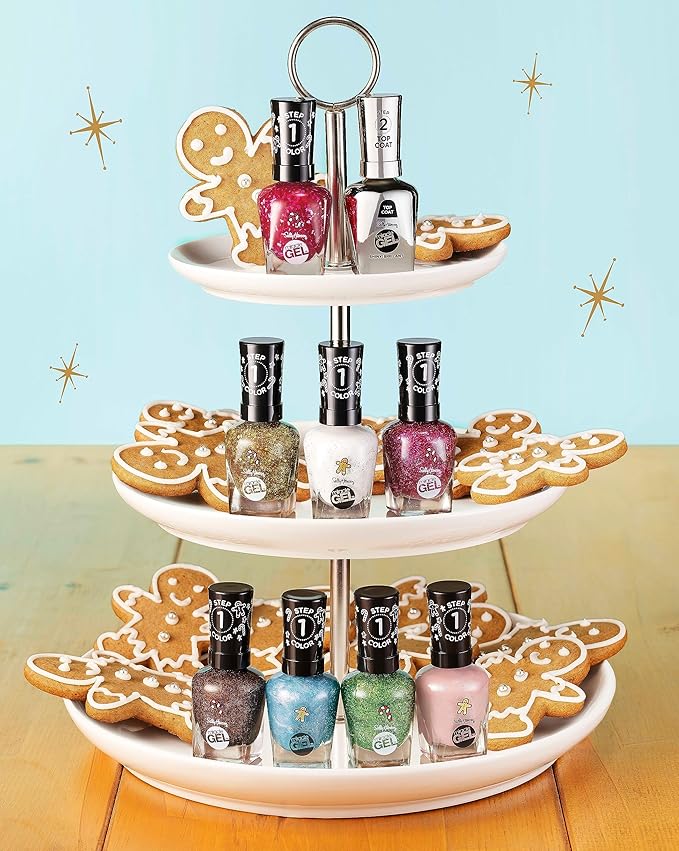 Sally Hansen Miracle Gel™, Holiday Baking Spirits Bright Duo, Long Lasting, Gel-Like Formula, No UV Lamp Needed, Pink Glitter Nail Polish