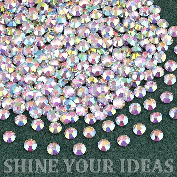 Resin Rhinestones for Crafting with B7000 Jewelry Glue, 1 Box AB Flatback Crystals with 3Pcs 10ml Glue for Bedazzling Crafts DIY Nail Art Makeup，Non Hotfix Gems for Clothing Shoes