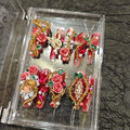10Pcs(1Pack) Handmade Nails Press On Nails Long Square 33mm Rose Masquerade 3D Rose Pearl Mask Luxury Art Fake Nails Reusable Acrylic Stick On Nails for Women Wedding Party Daily Wear Size L
