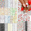 30 Sheets All Holiday Nail Art Stickers, Variety Pack Seasonal Nail Decals, Self-Adhesive Colorful Design for Daisy Flowers Butterflies Star Halloween Christmas