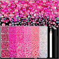 14000PCS Flatback Pearls and Pink Rhinestones for Bedazzling Kit, Hot Pink Mixed Size 3-10mm Resin Rhinestones and Half Pearls for Crafting, Nail Art Crafts Decoration