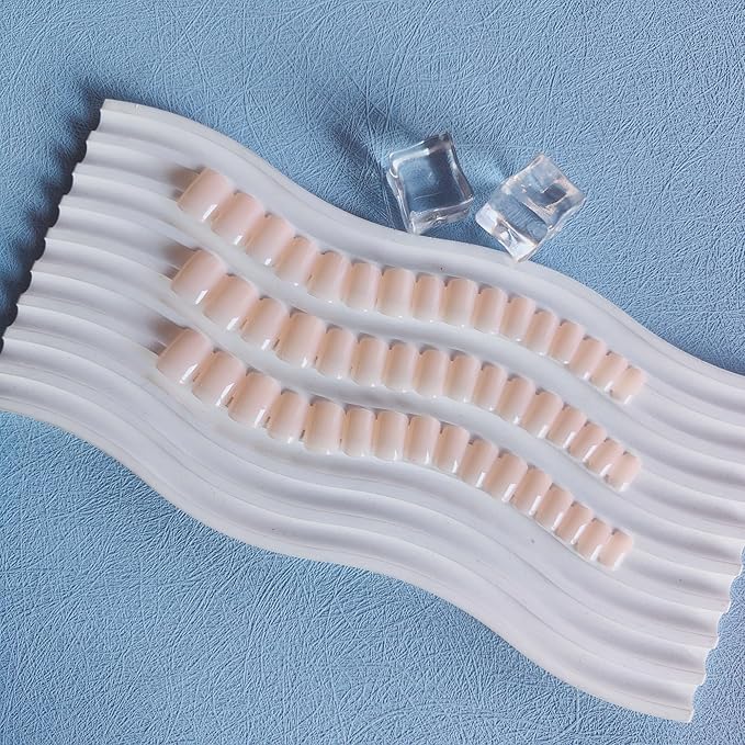 KXAMELIE 48 PCS Acrylic Press on Nails Short Square, Sheer Nude Pink Fake Nails Press ons, Short Stick on Nails for Women Feature Gel Finish, Natural Petite Glue on Nails For Women Daily Decoration