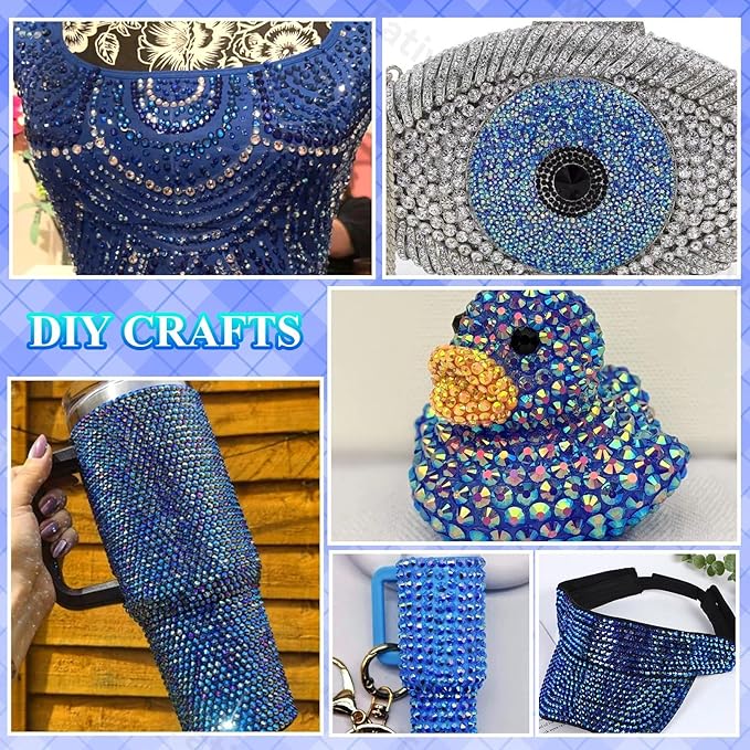 20000Pcs Royal Blue Flatback Jelly Resin Rhinestones for Bedazzling, Mix Sizes Crystal Rhinestones Gems, Blue AB Gems Bedazzling for Crafting for DIY Face Makeup Crafts Tumblers