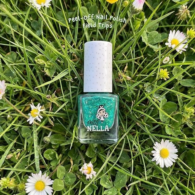MISS NELLA CHRISTMAS SPARKLE- Peel Off, Odour Free, Water Base & Safe for kids nail polish pack of 3- green (glitter), red & gold (glitter)