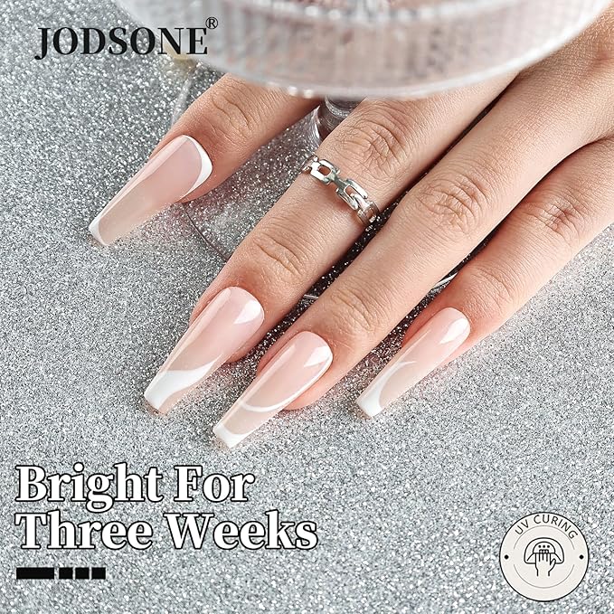 JODSONE White Swirl Nail Art Liner Gel Polish,10ml Classic Color 3D Nail Art Pens Effect Nail Print Design with Thin Brush for French Tips Manicure Painting DIY at Home - LB02