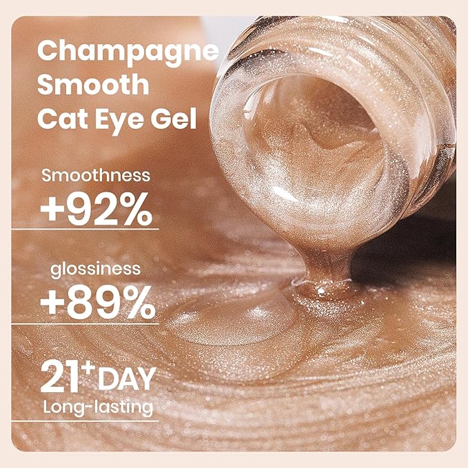 MIZHSE Cat Eye Gel Nail Polish 12mL Moonlight Champagne Magnetic Gel Polish Ceramic Glitter Smooth Soak Off U V LED Cats Eye Gel Polish Nail Art Manicure Salon Home DIY for Women