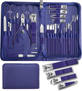 Manicure Set Personal Care Mens Grooming Kit, 30 in 1 Professional Manicure Kit Pedicure Kit, Nail Clippers for Men and Beauty Tool Portable Set, with Luxurious Travel Case (Blue)