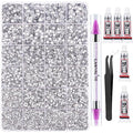 Canvalite 25000Pcs Resin Jelly Rhinestones for Crafting, Clear Flatback Gems, Bedazzling Crystal with 5Pcs 2.5g B7000 Jewelry Glues and Tweezers and Dotting Pen for DIY Crafts Clothing Shoes Nail Art