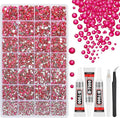 33000Pcs Light Rose Red Resin Jelly Rhinestones for Bedazzling, 2-6mm Flatback Gems for Diamond Art, Bedazzler Kit with 3Pcs 10ml B7000 Jewelry Glue for Crafting Crafts Nail Art