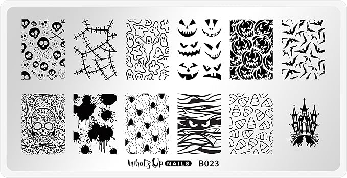 Whats Up Nails - B023 Creepin It Real Stamping Plate for Halloween Nail Art Design
