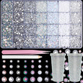 22300Pcs Silver White Rhinestones for Bedazzling, Mix Sizes Jelly Bedazzling Resin Gems, White Gems Bedazzling Kit for Crafting, Flatback Rhinestones for Nails Face Makeup Crafts Tumblers