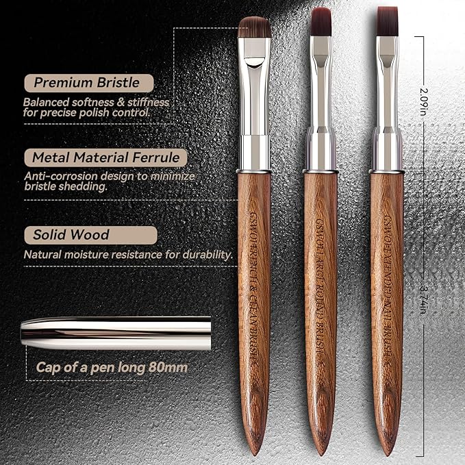 Acrylic Nail Brush & French Tip Brush-Salon French Manicure Tool with Firm Flat Head,Streak-Free One Stroke Design,Nail Art Cleaning Brush