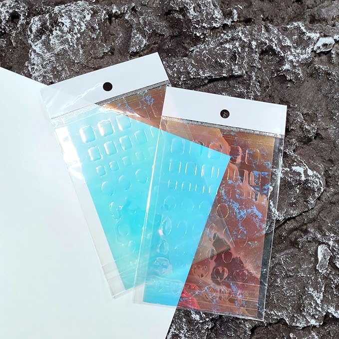 DANNEASY 12 Sheets Aurora Nail Foil Stickers Glass Paper Ice Cellophane Nail Film Foils Holographic Nails Art Stickers Decals Laser Nails Wraps for Women Girls Decoration