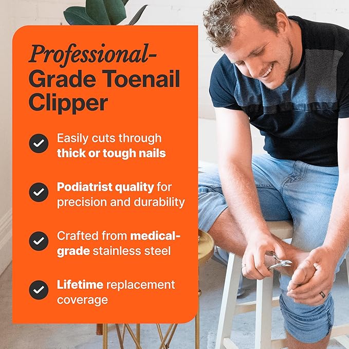 Toenail Clippers for Thick Nails, Medical Grade Stainless Steel Nail Nippers Trusted by Podiatrists for Seniors, Men, and Women – Ideal for Thick Toenails & Foot Care