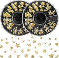 Ocean Nail Charms Nail Art Stickers 2 Disc, Beach Starfish Sea Seashell Charms Decals, Gold Metal 3D Gems Decals for Manicure DIY Embellishments 12 Style
