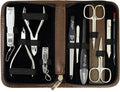 3 Swords Germany - brand quality 10 piece manicure pedicure grooming kit set for nail care scissors clipper brown synthetic leather case - Made by 3 Swords