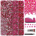 RODAKY Hot Pink Resin Rhinestones for Crafting Bedazzling,2-6MM Rhinestones for Nails Art,Hot Pink Nail Rhinestone and Gems,Nail Diamond Flatback Gems Crystals Charms for Nail Design DIY Makeup Decor