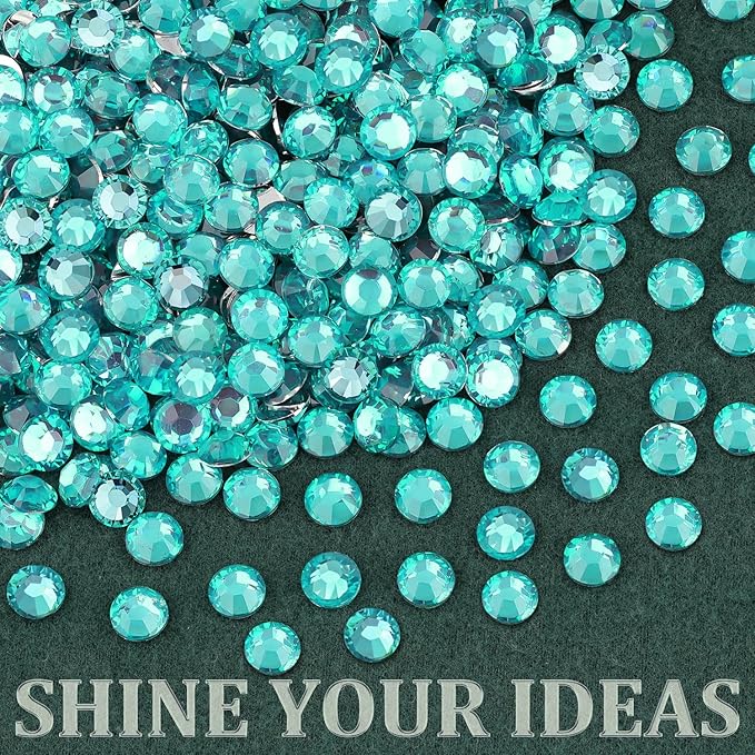 Resin Rhinestones for Crafting with B7000 Jewelry Glue, 1 Box Aquamarine Flatback Crystals with 3Pcs 10ml Glue for Bedazzling Crafts DIY Nail Art Makeup，Non Hotfix Gems for Clothing Shoes
