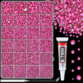 25000Pcs Resin Rhinestones for Crafting, Hot Pink 2-6mm Mixed Sizes Non Hotfix Flatback Gems with 1Pcs Glue, Bedazzling Crystal for DIY Craft Clothing Mugs Tumblers Shoes Fabric Decor Nail Art