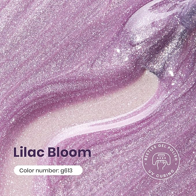 Beetles Glitter Gel Nail Polish - 15ml Spring Summer Gel Polish Light Purple Lilac Bloom Colors Soak Off UV LED for DIY Salon Home Manicures Easter Gift for Women Girls