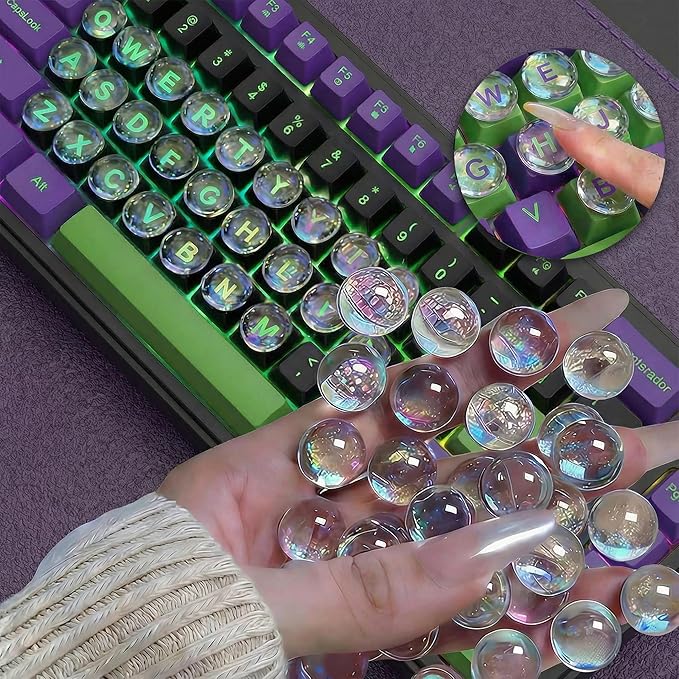 110pcs Keyboard Stickers for Long Nails, Clear Raised Glass Key Covers, No-Residue, Easy to Apply, Reusable, for Desktop Keyboards, External Keyboards, Calculators