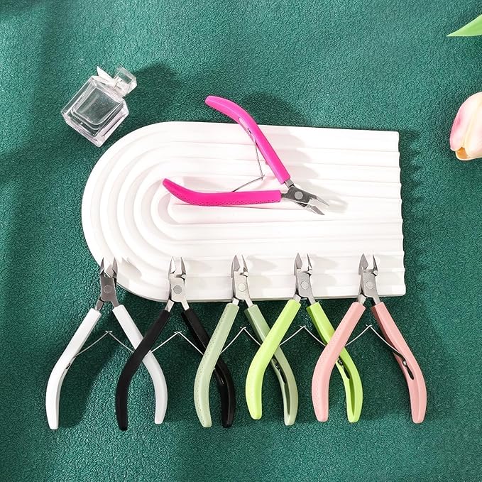 Fine Edge Cuticle Trimmer & Nippers, Scissors, Silicone Handle Nail Tools for Precise Removal, Durable Washable Cuticle Cutter & Remover & Pusher Nail Clippers (Pink+Pusher 1Set)