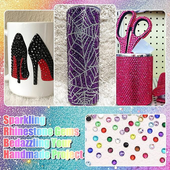 RODAKY 30000PCS Rhinestone for Bedazzling 3MM Flatback Crystals Jewels Resin Gems for Crafting 2PCS 10ml B7000 Glue Tweezer Rhinestones Kit for DIY Design Face Makeup Clothing Nail Art