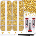 12100Pcs Resin Rhinestones for Crafting with 3Pcs 10ml B7000 Jewelry Glue, 2 Boxes Flatback Crystals Diamond (Golden Yellow) for Bedazzling Crafts DIY Nail Art, Gems for Clothing Shoes