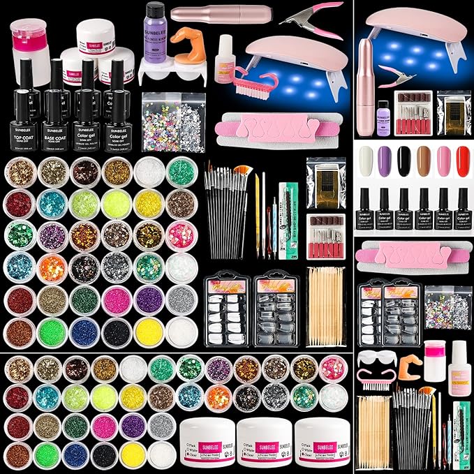 Professional Acrylic Nail Kit with UV Light, Gel Polish, Drill, Art Tips & Decoration - DIY Nail Art Tool & Supplies