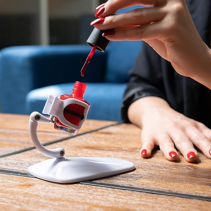 Grip&Tip Nail Polish Holder and nail art surprise the original, best nail polish bottle holder - anti-spill nail polish holder - no mess, saves time & money - perfect for DIY nail art (White)
