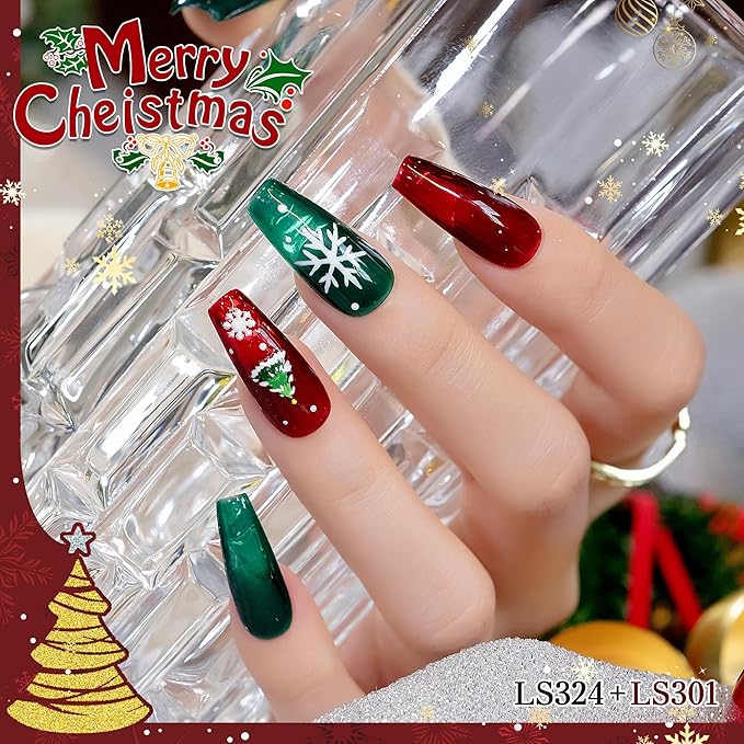 YTD Likomey Nude Gel Nail Polish,15ml Emerald Green Translucent Neutral Jelly Sheer Glass Salon Home DIY Nails Art Manicure Fall Winter UV Color Varnish,LS324