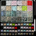 Kawaii Color Bow Nail Charms Kit, 3D Gold Silver Bows Nail Art Charms, Cute Pink Bowknot Charms for Nails Design DIY Decoration with Pickup Tools