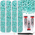 12000Pcs Resin Rhinestones for Bedazzling with 3Pcs B7000 Jewelry Glue, 2 Boxes Aquamarine Flatback Rhinestones for Crafting Crafts DIY, Crystals Gems for Clothing Shoes Tumblers Nail Art Makeup