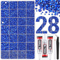 30000Pcs Resin Rhinestones for Bedazzling with Tweezers, Royal Blue Rhinestones for Crafting with 3Pcs 10ml B7000 Jewelry Glue for DIY Crafts Clothing Tumblers Shoes Fabric Nail Art