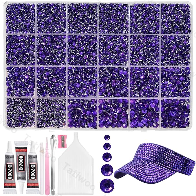 20000Pcs Roland Purple Flatback Jelly Resin Rhinestones for Bedazzling, Mix Sizes Crystal Rhinestones Gems, Roland Purple Flatback Rhinestone Gems Bedazzling for Crafts DIY Face Makeup Tumblers