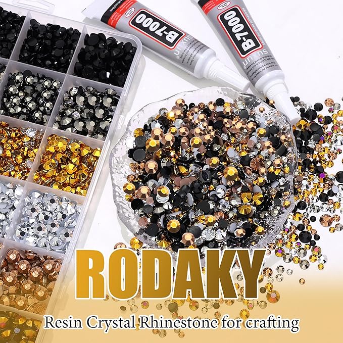 RODAKY Resin Rhinestone for Bedazzling Brown Silver Black 3/4/5/6mm Crystal Rhinestones Flatback Gems for Crafting Rhinestone Beads for DIY Tumblers Manicure Design