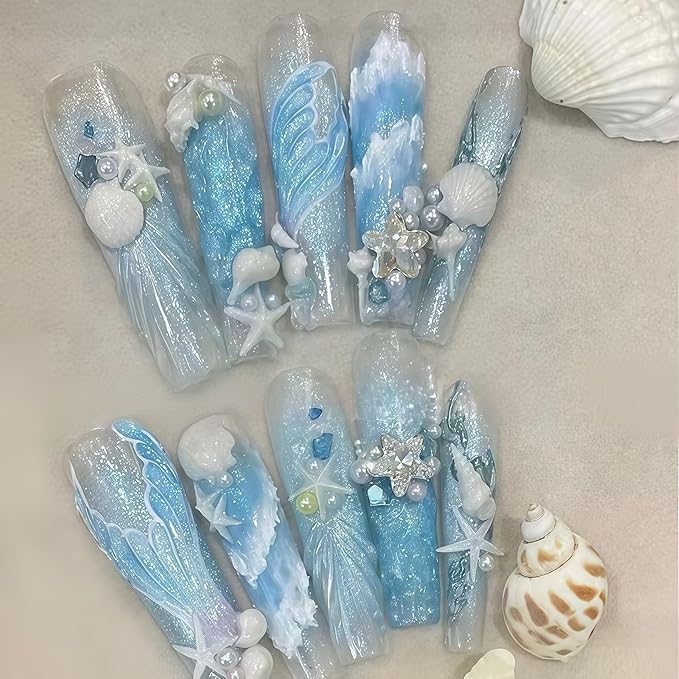 3D Marine Elements Nail Mold Multiple Shapes Teeth Wind Chimes Silicone Nails Molds Accessories Gel Plastic Bag Art Manicure Tools