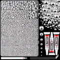Assorted Size Flatback Pearls for Crafting Nail Art Silver Color Large Pack with 3Pcs Glue