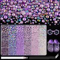 14000Pcs Flatback Pearls and Rhinestones for Crafting, Purple Series Mixed Size 3-8mm Resin Rhinestones and Half Pearls for Bedazzling, Nail Art with Tweezers and Pickup Pencil