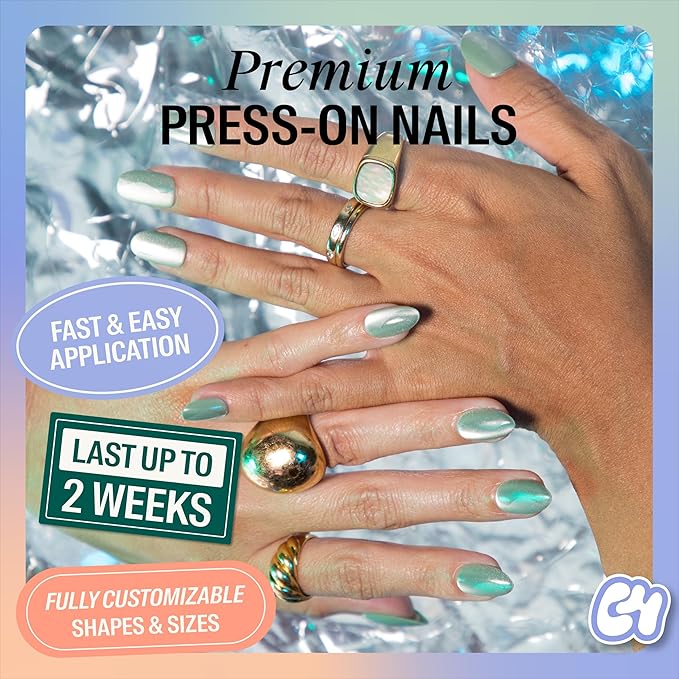 Chillhouse - Chill Tips, Press on Nails Kit - Sea Siren (Almond) - 30 Nail Shapes & Sizes - Up to 2 Weeks of Wear - Customizable Fit - Reusable - Latina Founded & Women Owned - Beauty & Self Care