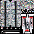 Resin Rhinestones for Crafting with B7000 Jewelry Glue, 2 Boxes AB Flatback Crystals with 3Pcs 10ml Glue for Bedazzling Crafts DIY Nail Art Makeup，Non Hotfix Gems for Clothing Shoes