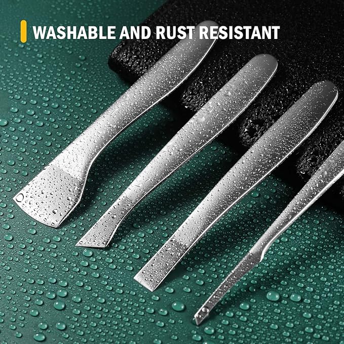 FVION Pedicure Knife Set for Feet – 4 PCS Ingrown Toenail Blade Tool Calloused Feet Remover Tool, Stainless Steel Pedicure Tools for Foot Callus Blade Remover for Feet (Short Handle)
